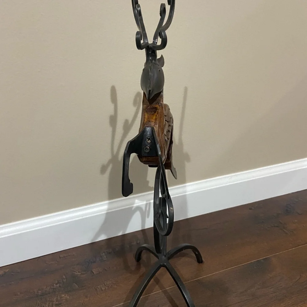 Pier 1 Metal and Wood Whimsical Reindeer Sculpture 18